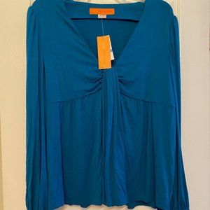 New Cynthia Steffe Blue Gathered Blouson Pullover Top